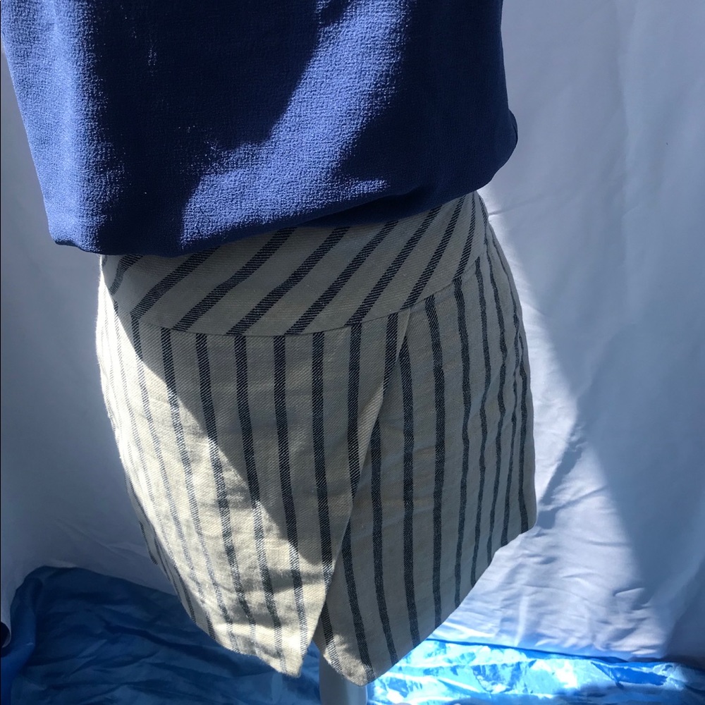 J crew striped crossover wrap linen skirt
